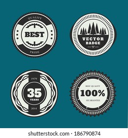 Set of retro badges. Vintage Round icons with text. Vector collection.
