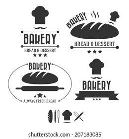 Set of retro bakery labels, ribbons and cards for vintage design