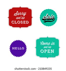 Set of retro bakery labels, ribbons and cards for vintage design, 