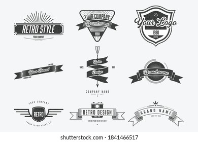 Set of retro banner or label and element.