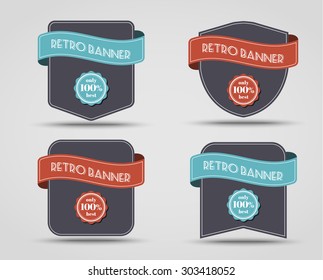 Set of retro banners (label) with a ribbon of different shapes.