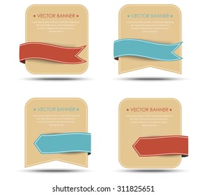 Set of retro banners with ribbons