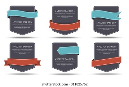 Set of retro banners with ribbons