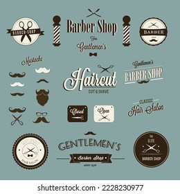 set of Retro barber shop logo collection vector icons, barber elements