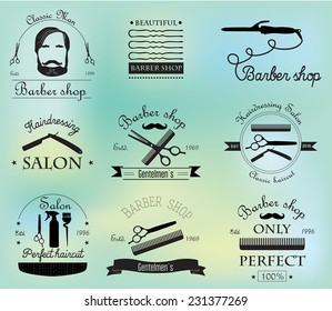 Set of retro barber shop logo, labels, badges and design element