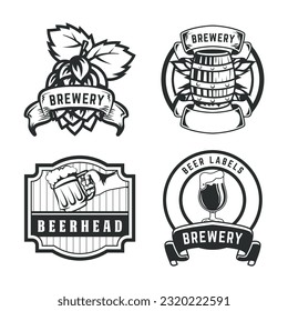 Set of retro beer logo design. Brewing logo design illustration vector.