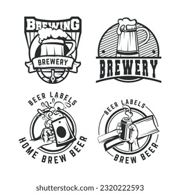 Diseño del logo de la cerveza retro. Vector de ilustración de diseño de logotipo de elaboración.