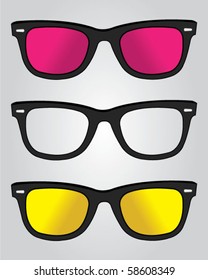 Set of retro black sunglasses