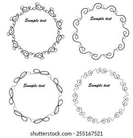 Set of Retro Black and White Frames . Vintage Swirl Border 