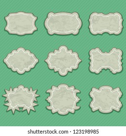 Set of Retro Blank Labels. Vector Frames