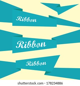 Set of retro blue ribbons and labels. Vector illustration. blue bow collection
