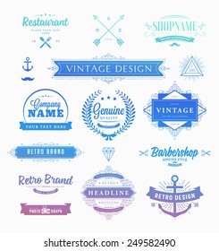 Set of Retro Brand Vintage Insignias and Logotypes. Business Signs, Hipster Logos, Identity Elements, Labels, Badges, Frames, Borders and Other Design Elements.