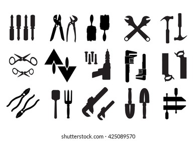 Set of retro building tools and accessories household goods