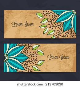 Set retro business card. Vector background. Card or invitation. Vintage decorative elements. Hand drawn background. Islam, Arabic, Indian, ottoman motifs.