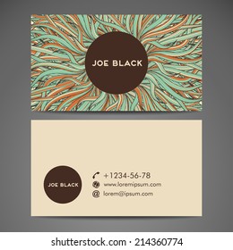 Set retro business card. Vector background. Card or invitation. Vintage decorative elements. Hand drawn background. Islam, Arabic, Indian, ottoman motifs.