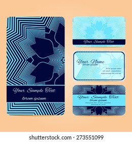Set retro business card. Vector background. Card or invitation. Vintage decorative elements. Hand drawn background.
