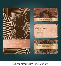 Set retro business card. Vector background. Card or invitation. Vintage decorative elements. Hand drawn background.