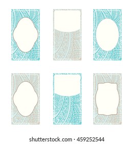 Set retro business card. Vector background.  Vintage decorative elements. Hand drawn background. 