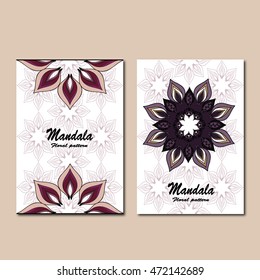 Set retro business card. Vector background. Card or invitation. Vintage decorative elements. Hand drawn background. Islam, Arabic, Indian, ottoman motifs.