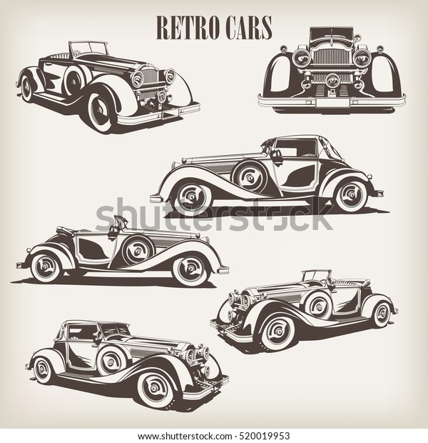 Set Retro Car Stock Vector (Royalty Free) 520019953