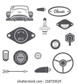Set of Retro car design vintage element. Vector illustration