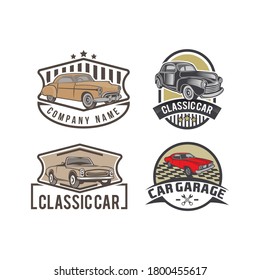 Set of retro car emblems, icons isolated on white background. Garage and service car repair.EPS 10