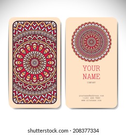 Set retro card. Vector background. Card or invitation. Vintage decorative elements. Hand drawn background. Islam, Arabic, Indian, ottoman motifs.