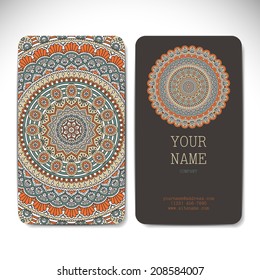 Set retro card. Vector background. Card or invitation. Vintage decorative elements. Hand drawn background. Islam, Arabic, Indian, ottoman motifs.