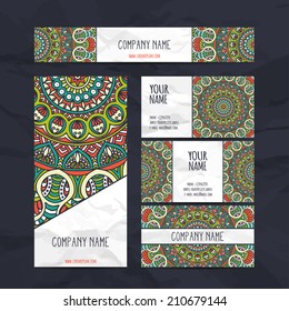 Set retro card. Vector background. Card or invitation. Vintage decorative elements. Hand drawn background. Islam, Arabic, Indian, ottoman motifs.