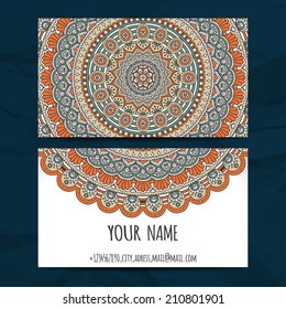 Set retro card. Vector background. Card or invitation. Vintage decorative elements. Hand drawn background. Islam, Arabic, Indian, ottoman motifs.