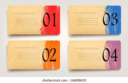 Set of retro cardboard banners. Vector