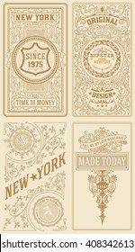 Set of Retro Cards. vector templates.