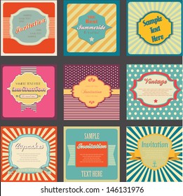 set of retro cards  for vintage design