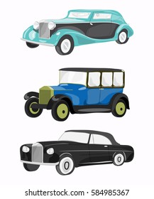 Set of retro cars