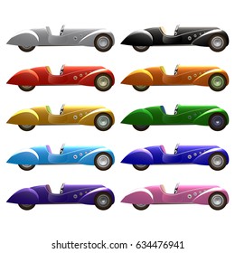 Set of retro cars cabriolet multicolored vector image
