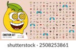 Set of retro cartoon comic faces with different emotional expressions. Cartoon funny faces. Caricature emotions. Expressive emotion, eyes, mouth, smiling and surprised character face expressions.