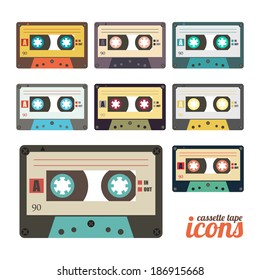 set of retro cassette tape icons 