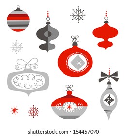 Set of Retro Christmas Ornaments 