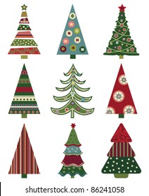 Set of Retro Christmas Trees.