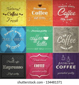 Set of retro coffe label cards. Vector