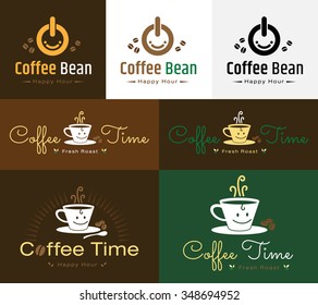 Set of retro coffee badge label logo design