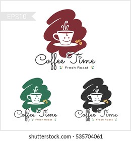 Set of retro coffee badge label logo design
