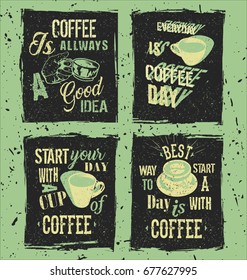 Set of retro coffee grunge posters