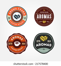 Set of retro coffee house badges, labels, logo design templates