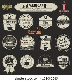 Set of retro coffee labels