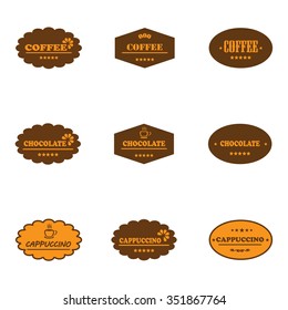 Set of retro coffee labels and coffee element