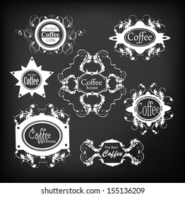 Set of retro coffee labels. Vector design cards