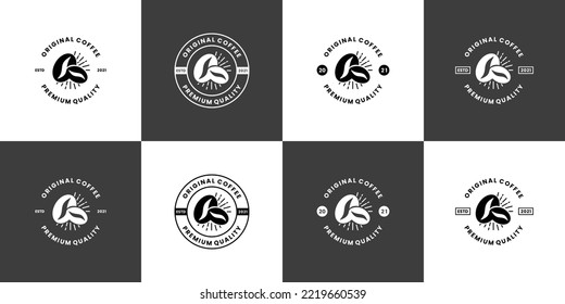 set of retro coffee shop, cafe logo design badge vintage