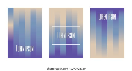 Set of retro color covers. Pattern with lines and trendy gradients. 
