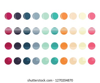 Set of retro color round web buttons, circle shapes